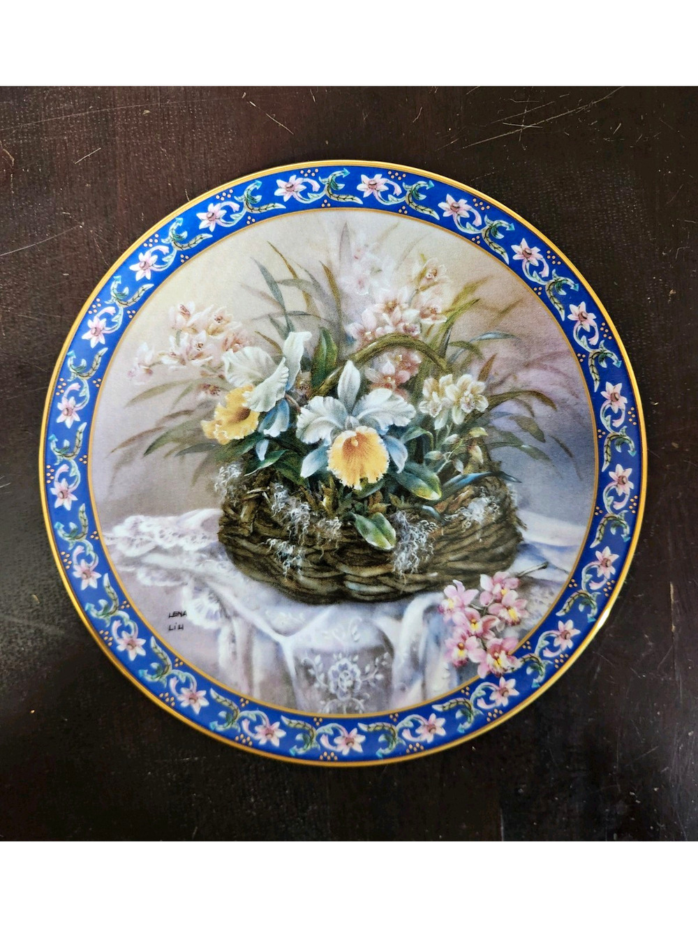 W.S. George Lena Liu Basket Bouquets Orchids Limited Edition Plate 1993
